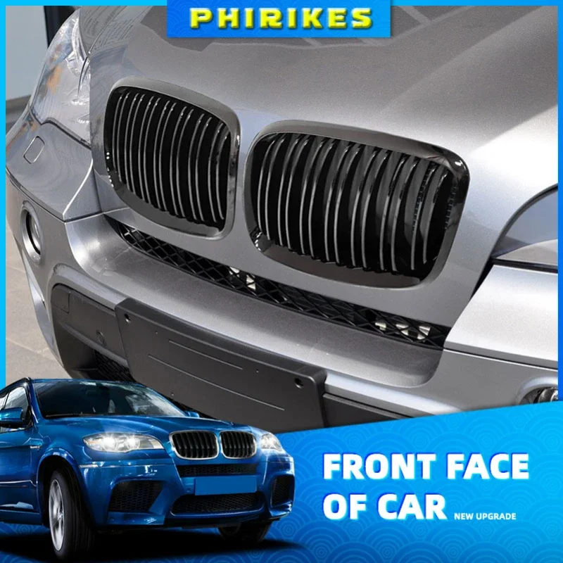 

1pair Glossy Black Car Front Bumper Grille Front Mesh Grille for BMW X5 E70 X6 E71 2007-2014