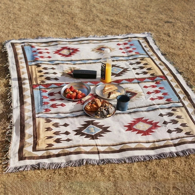 Plaid Blankets Bohemian Throw Blanket Camping For Bed Sofa Cover Indian Towel Picnic Travel Mat Bedspread Rug Outdoor Tapestry