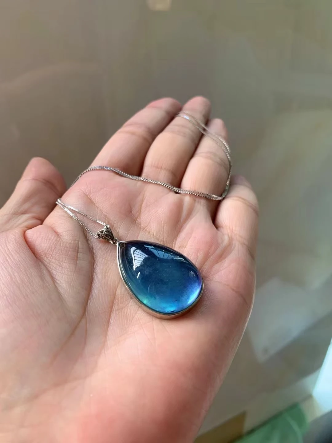 Natural Blue Aquamarine Rectangle Pendant 38*24*10mm Dragon Big Size Aquamarine Brazil Jewelry Women Fashion Jewelry AAAAAAA