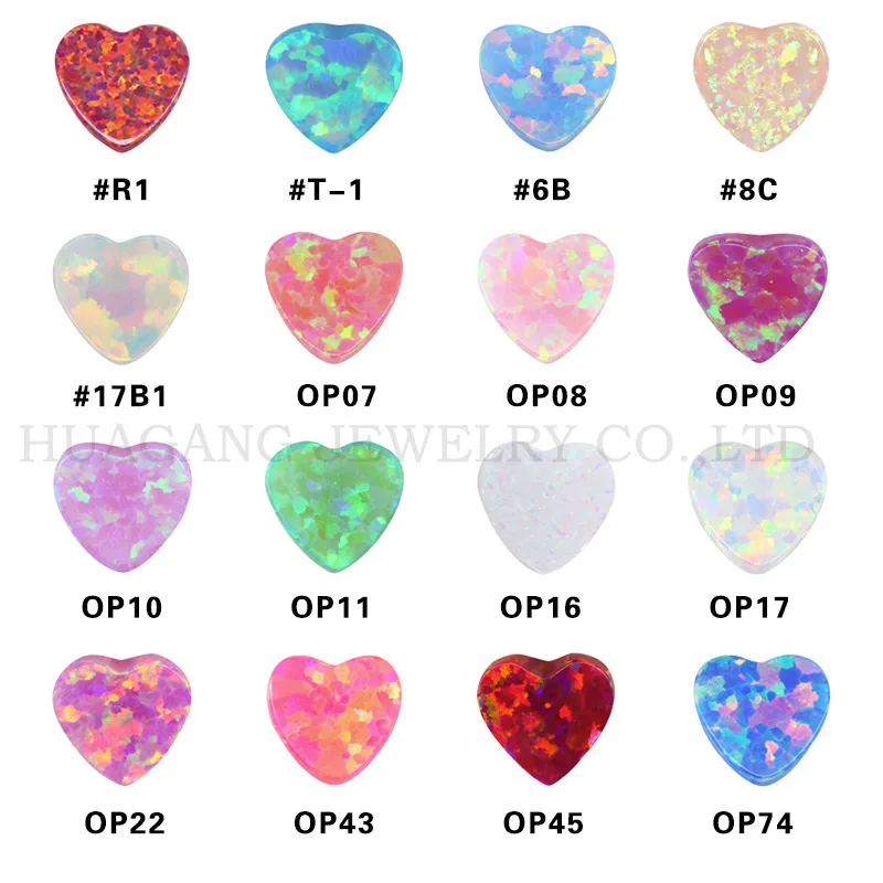 Opal Multicolor Heart Synthetic Loose Stones Round Shape Base Cabochon Created Opal Beads Semi-Precious Stones For Jewelry