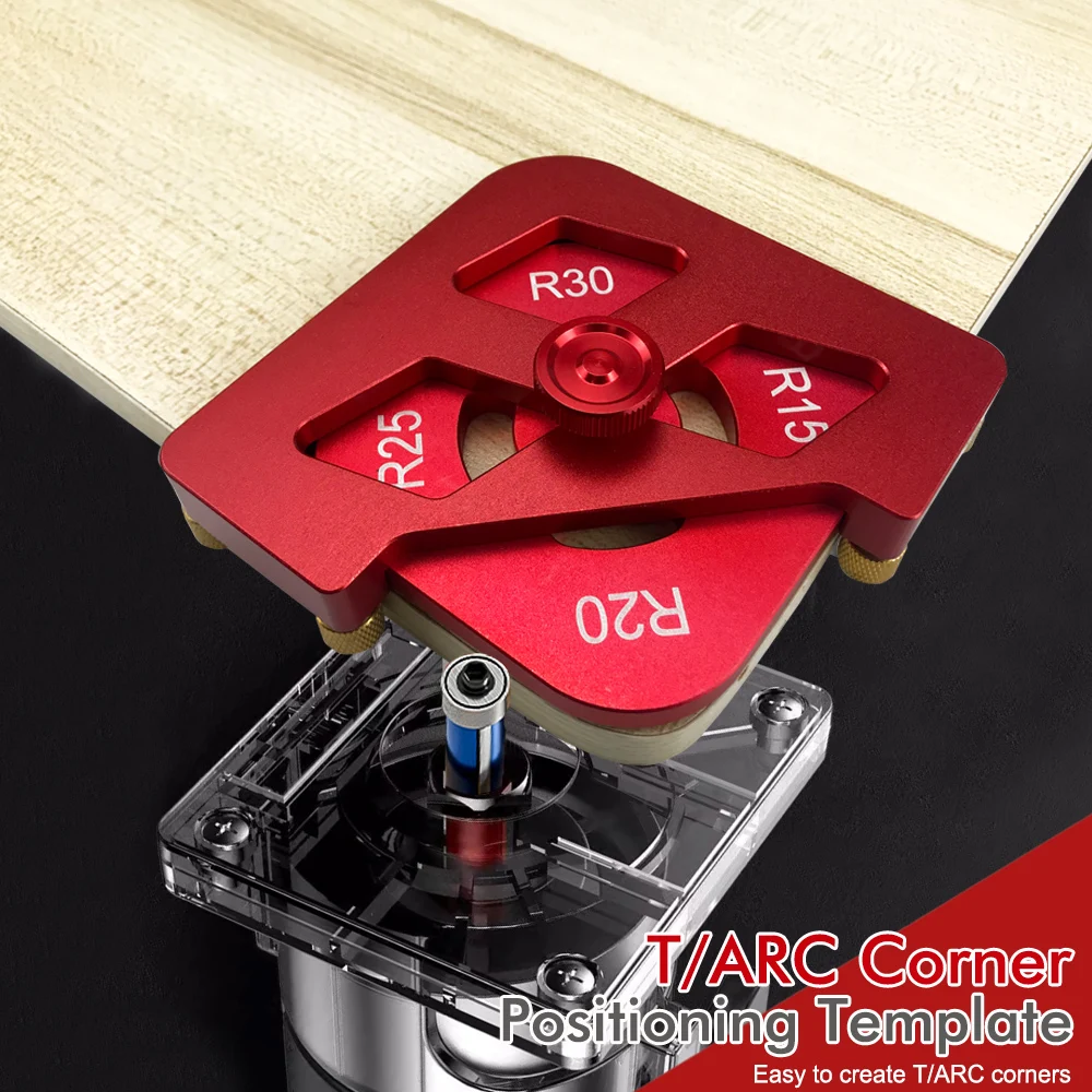 قوس / T ركن نصف القطر سريع الرقصة راوتر التشذيب مقياس الزاوية سبائك الألومنيوم زاوية محدد قالب لتقوم بها بنفسك مجموعة أدوات النجارة