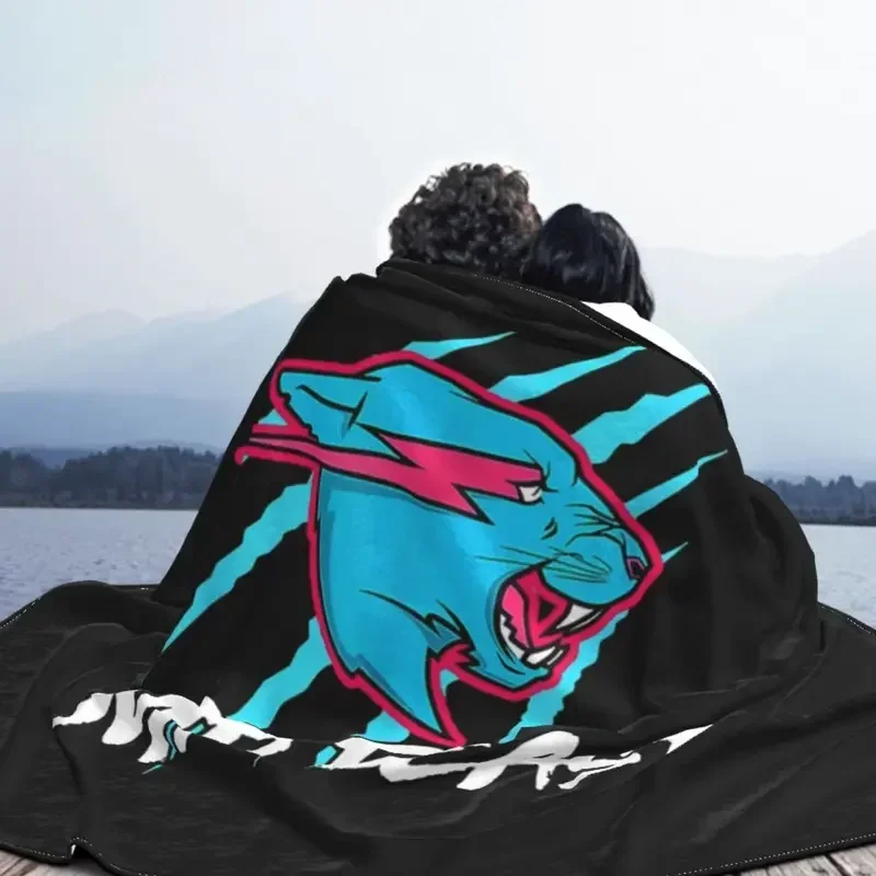 Logo Mr Beast Fanny Tiger coperta in pile primavera autunno traspirante coperte leggere per divano trapunta da ufficio