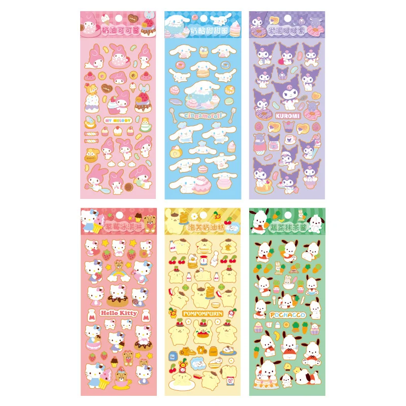 Imagem -04 - Sanrio Melody Kuromi Cinnamoroll Adesivos Bonito Pochacco Scrapbooking Diário Faça Você Mesmo Adesivo Decorativo Etiqueta Album Stick 48 Pcs por Lote