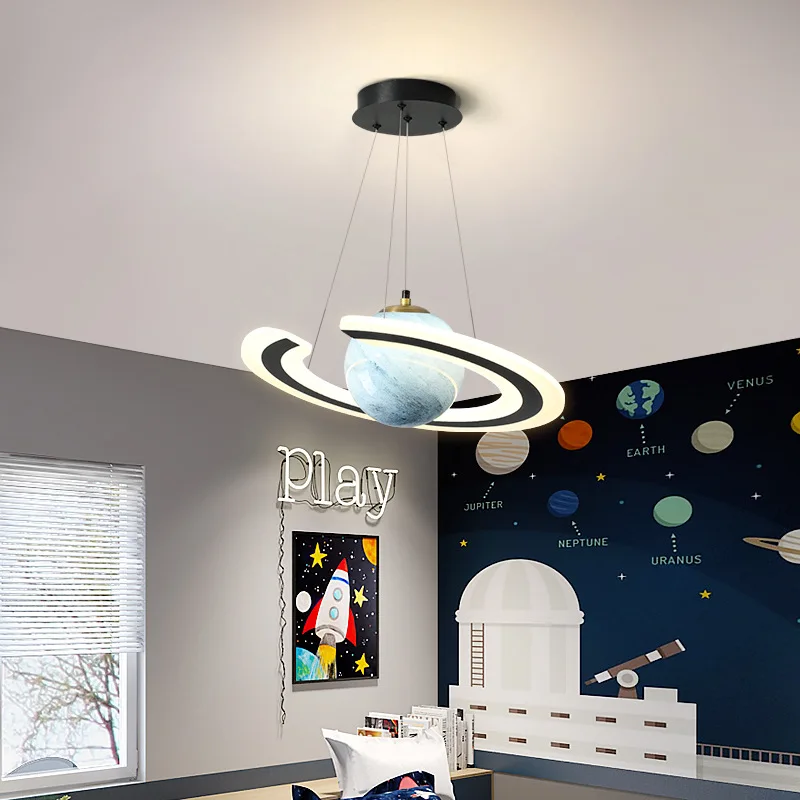 

Children's Room Chandelier Bedroom Boy Room Space Planet Lamp Creative Personality Wandering Earth Net Red Star Lamp