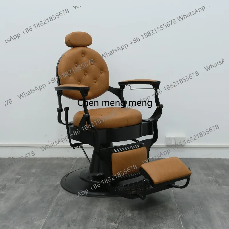 Luxury Retro Salon Hairdressing Chair Hydraulic Barber Hair Cutting Reclining Leather Furniture