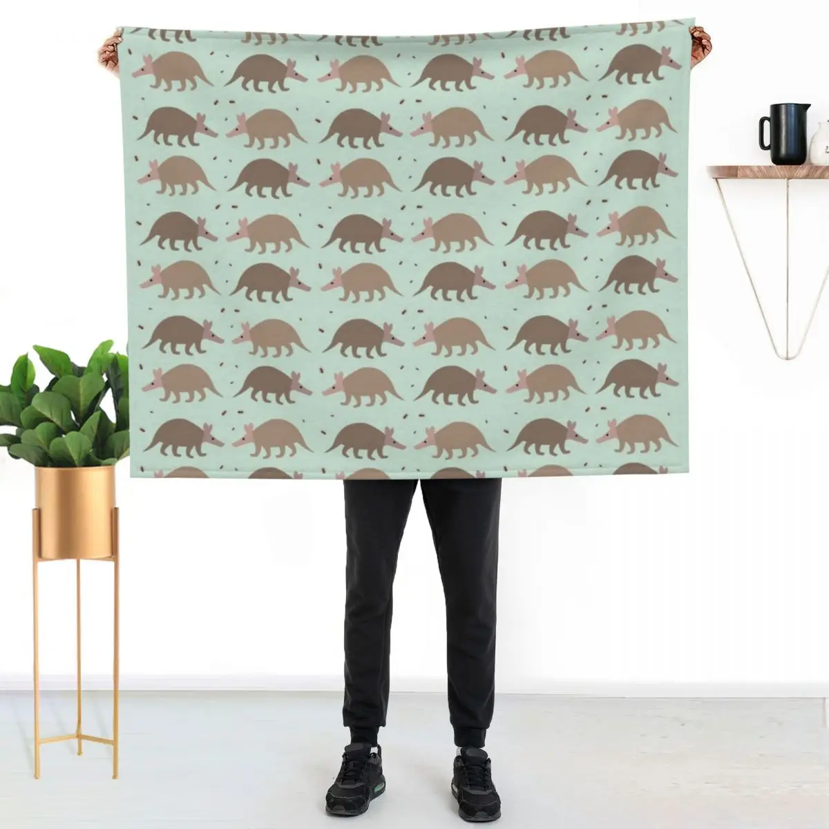 

Aardvark Pattern Throw Blanket Warm Accent Blanket for Living Room Decoration