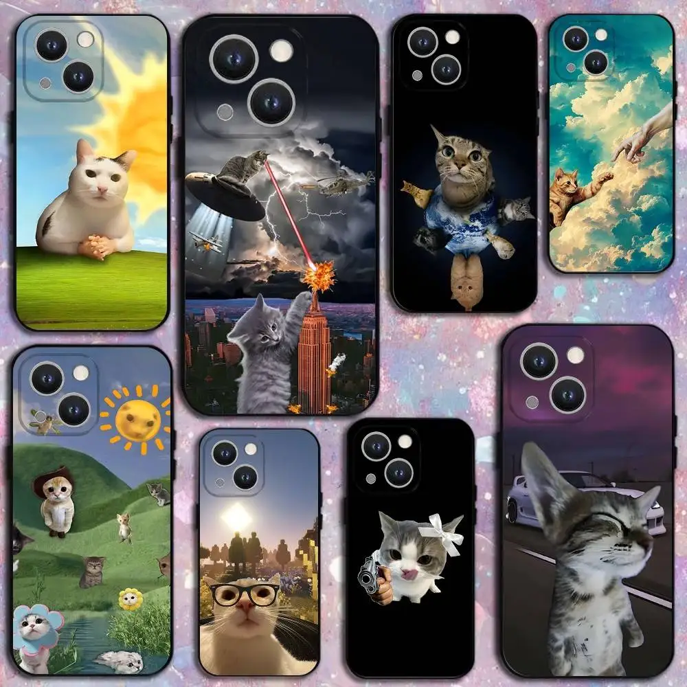 

Ctue Memes Cat Phone Case For iPhone 17,16,15,14,13,12,11 Plus,Pro Max,XS,X,XR,SE,Mini,8,7,Soft Silicone Black Cover