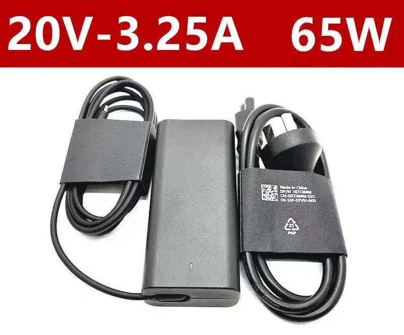 Original 65W USB-C Laptop Charger AC Power Adapter 0JJ12F for Dell Latitude 5290 5310 7390, Type-C PD Charger