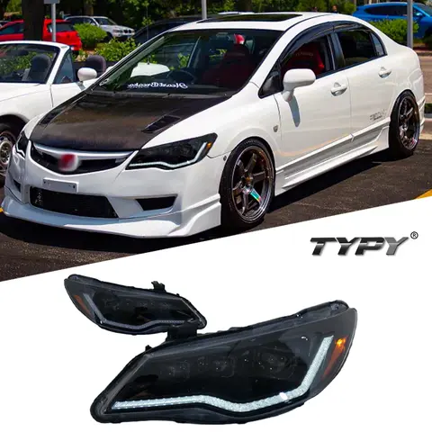 TYPY Car For Honda Civic 8th FD2 Headlight 2006-2015 Upgrade Modified New DRL Dynamic Turn Signal LED Headlight Auto Accessories