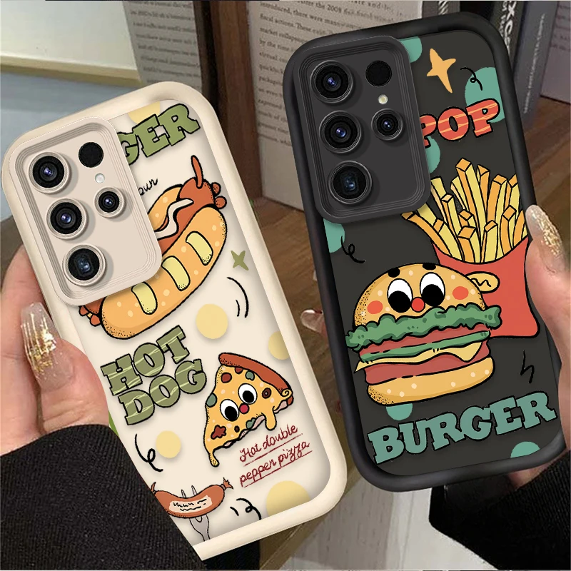 Soft Silicone Back Case for Samsung Galaxy S25 S24 S23 Ultra S22 S21 Plus FE 5G A54 A34 A14 A73 A53 A33 5G Funny Hamburger Cover