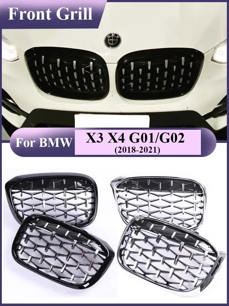 Chrome Shooting Star Front Bumper Kidney Insert Racing Grills M Color Carbon Grille  Accessories for BMW X3 X4 G01 G02 2019-2023