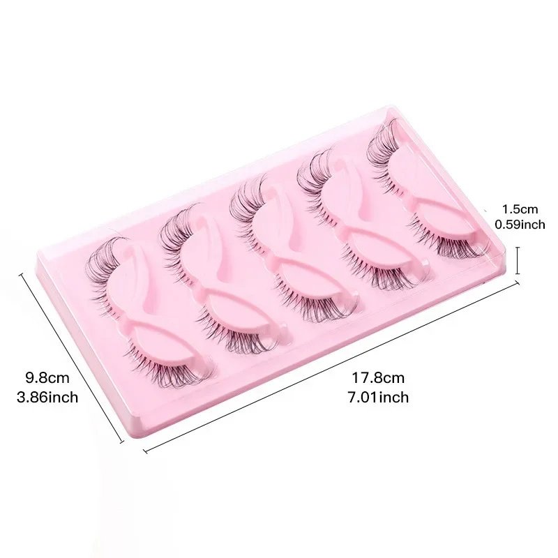 5Pairs 3D Thick Fluffy Faux Mink Eyelash Natural Soft Cat Eye Lashes Curl Cluster Long Fake Lash For Foxy Eye Eyelash Extension