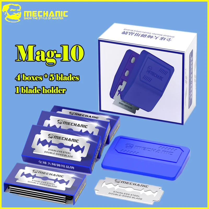 MECHANIC Mag-10 Magnetic Blade Holder with Stainless Steel Double Sided Blades for Phone Repair Screen Removal Tool Kit