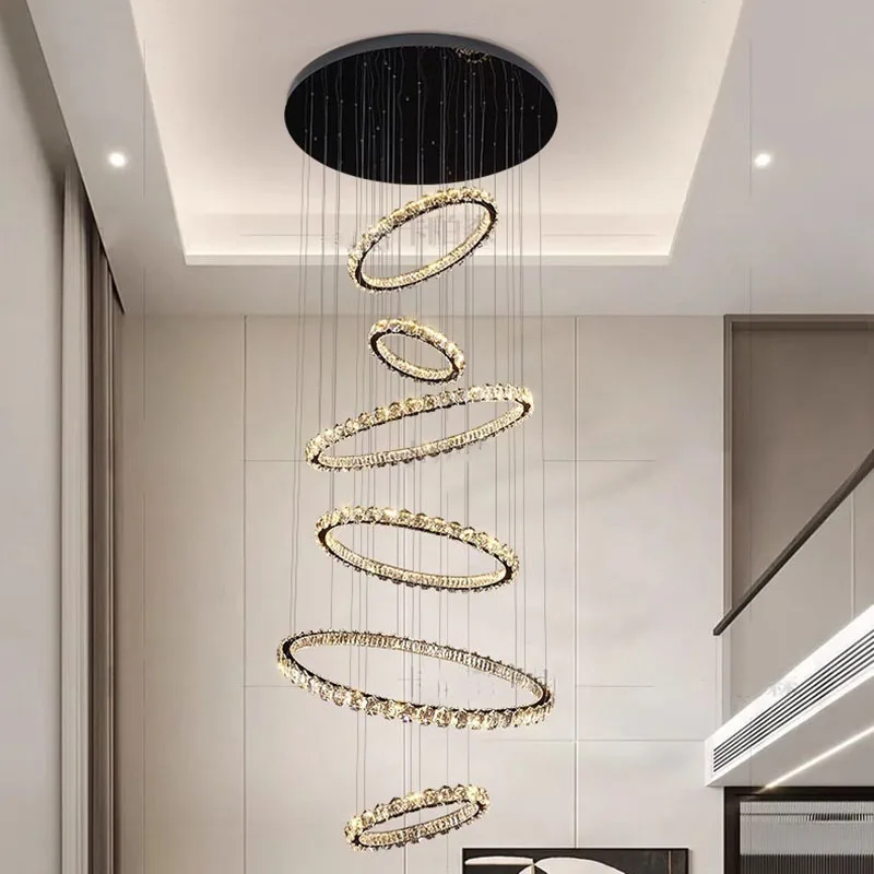 Modern Crystal stair chandelier lights indoor lighting Ceiling lamp hanging light led Chandeliers for living room indoor lightin