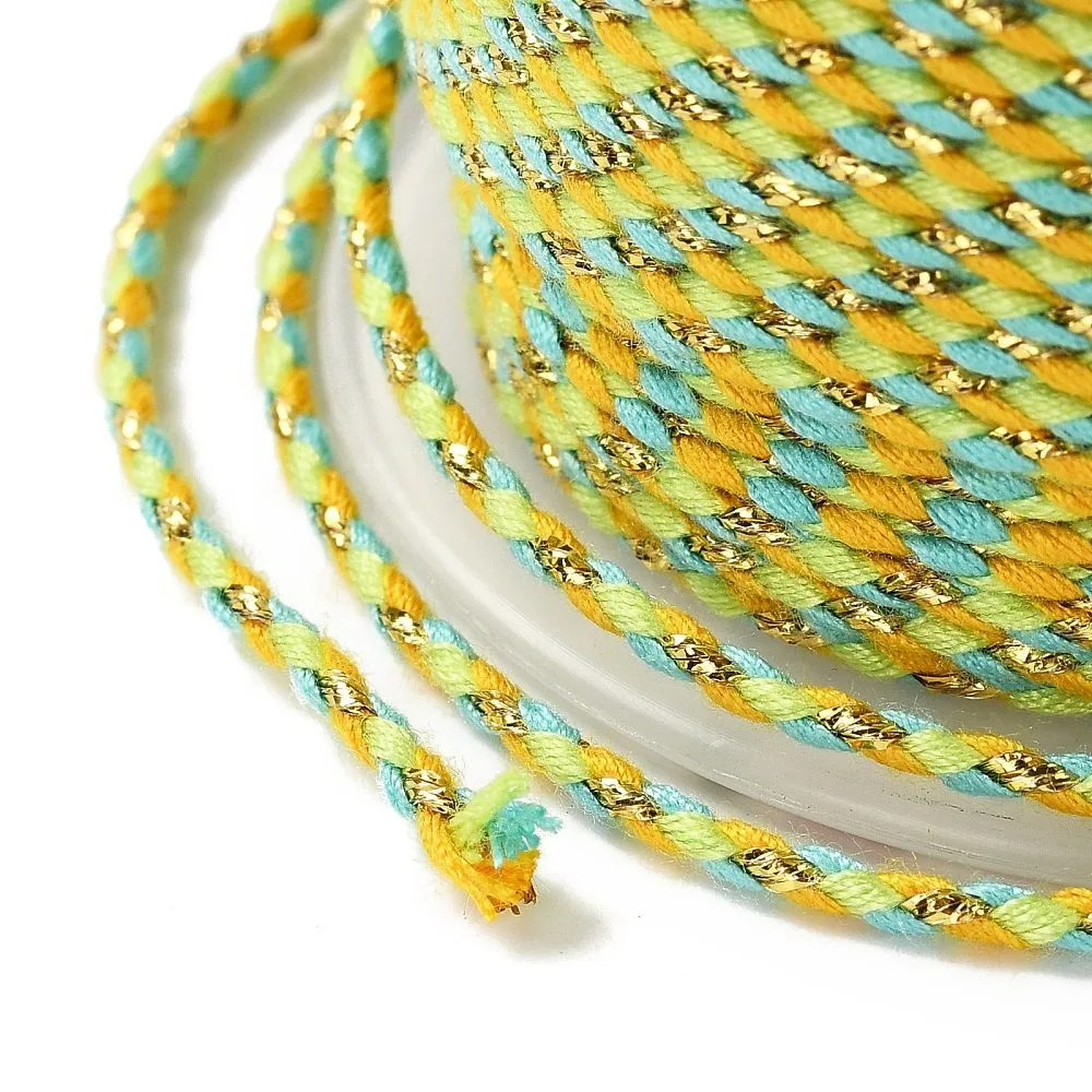 

1roll 4-Ply Polycotton Cord Handmade Macrame Rope with Wire for String Wall Yellow Green 1.5mm about 21.8 yards(20m)/roll
