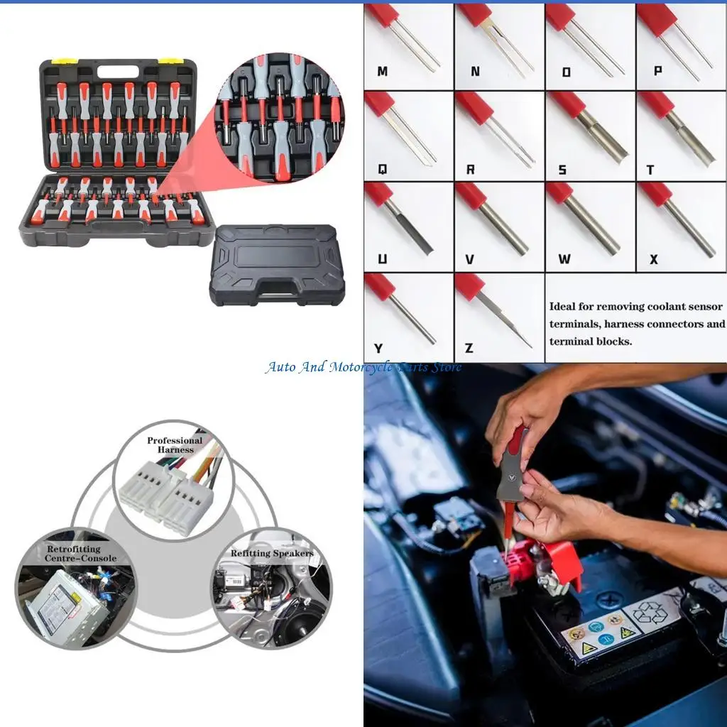 

P9FD High Accuracy Metal Car Electrical Connector Pin Removal Tool with Not Slip Handle 26 Piece for Electrical System