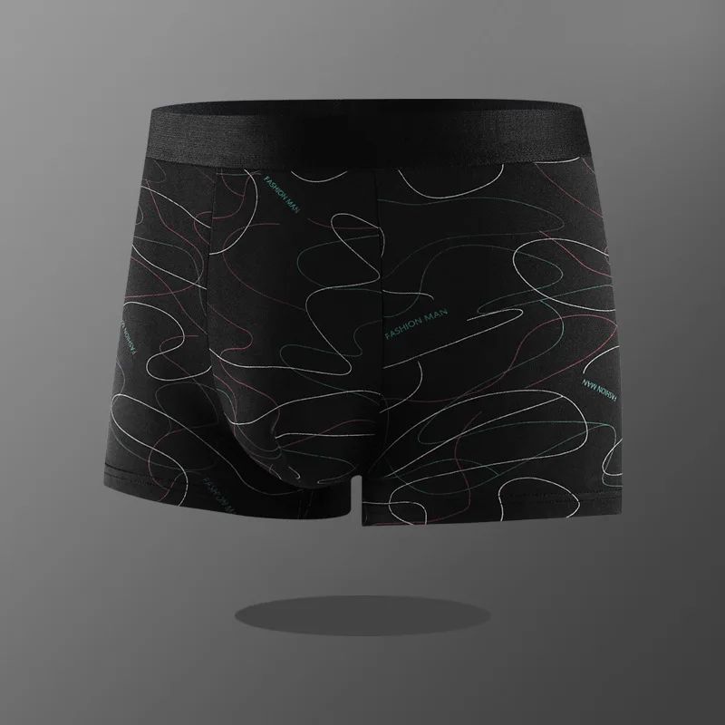 XL-4XL Men\'s Boxer U Convex Printed Underpants Male Fashion Comfortable Shorts Panties Man Solid Breathable Underwear 45-100kg