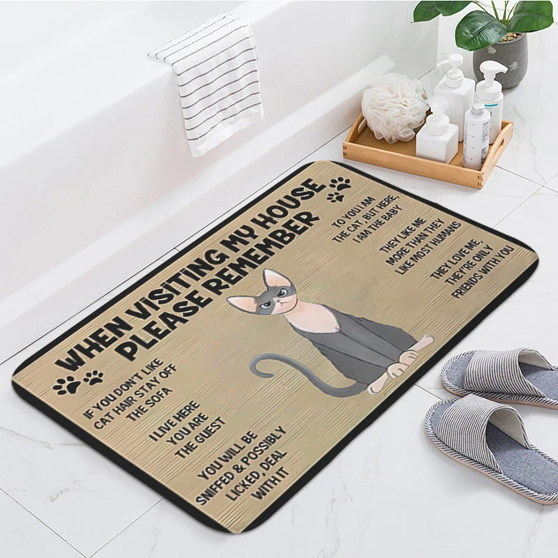 Cute Cat Porch Foot Mat Non-slip Custom Doormat Entrance Door Hallway Corridor Room Floor Carpet Kitchen Balcony Bathroom Rug