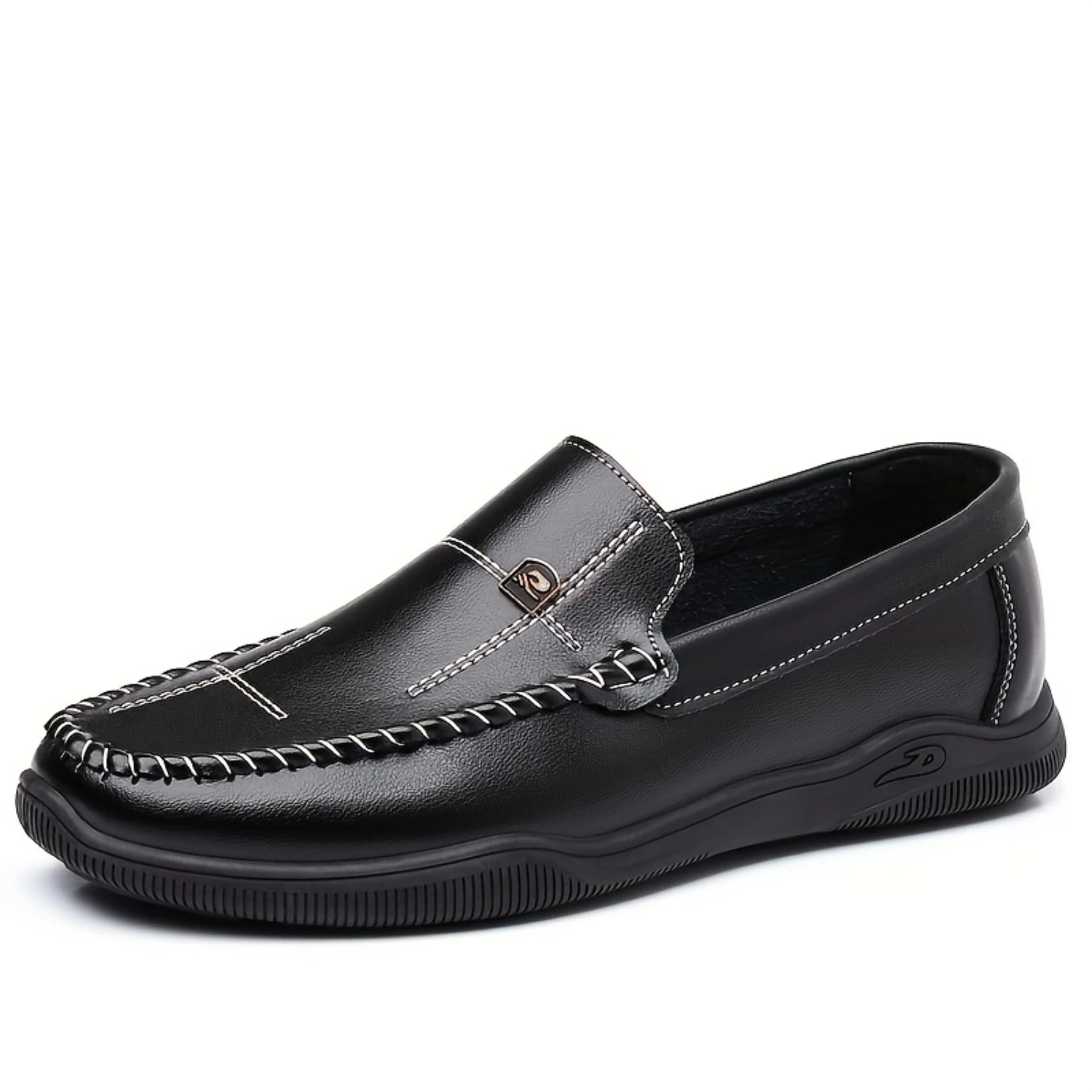 أحذية رجالية من جلد البولي يوريثان Moc Toe Loafer، أحذية مريحة غير قابلة للانزلاق، أحذية رجالية، للربيع والصيف