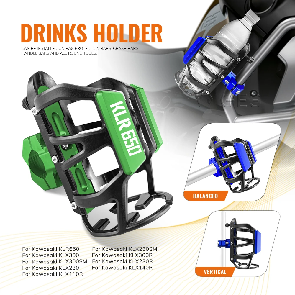 Motorcycle Beverage Water Bottle Cage For Kawasaki KLR650 KLX300 KLX300SM KLX230 KLX230SM KLX300R Drinks Holder Water Cup Holder