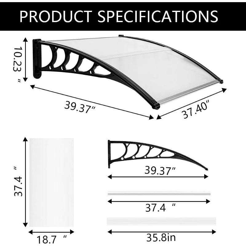 VINGLI Window Awning Door Canopy Exterior, 40