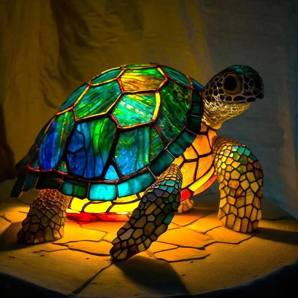 Desk Lamp Tortoise Shape Bedroom Living Room Office Decoration Animal Table Lamp Night Light for Relaxation Bohemian Resin Lamps