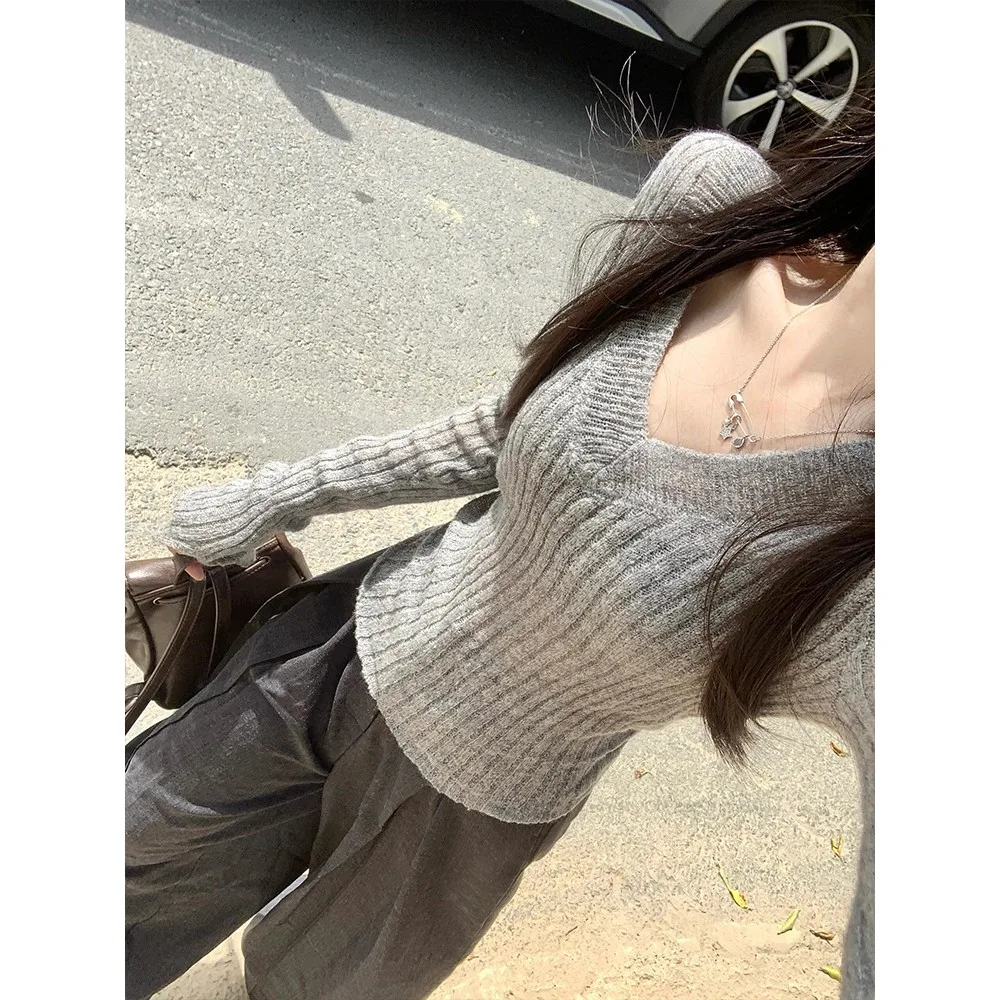 retro-american-style-grey-sweater-women's-2025-inner-sl-no-brand-registered-trademark-other-style-abs-material