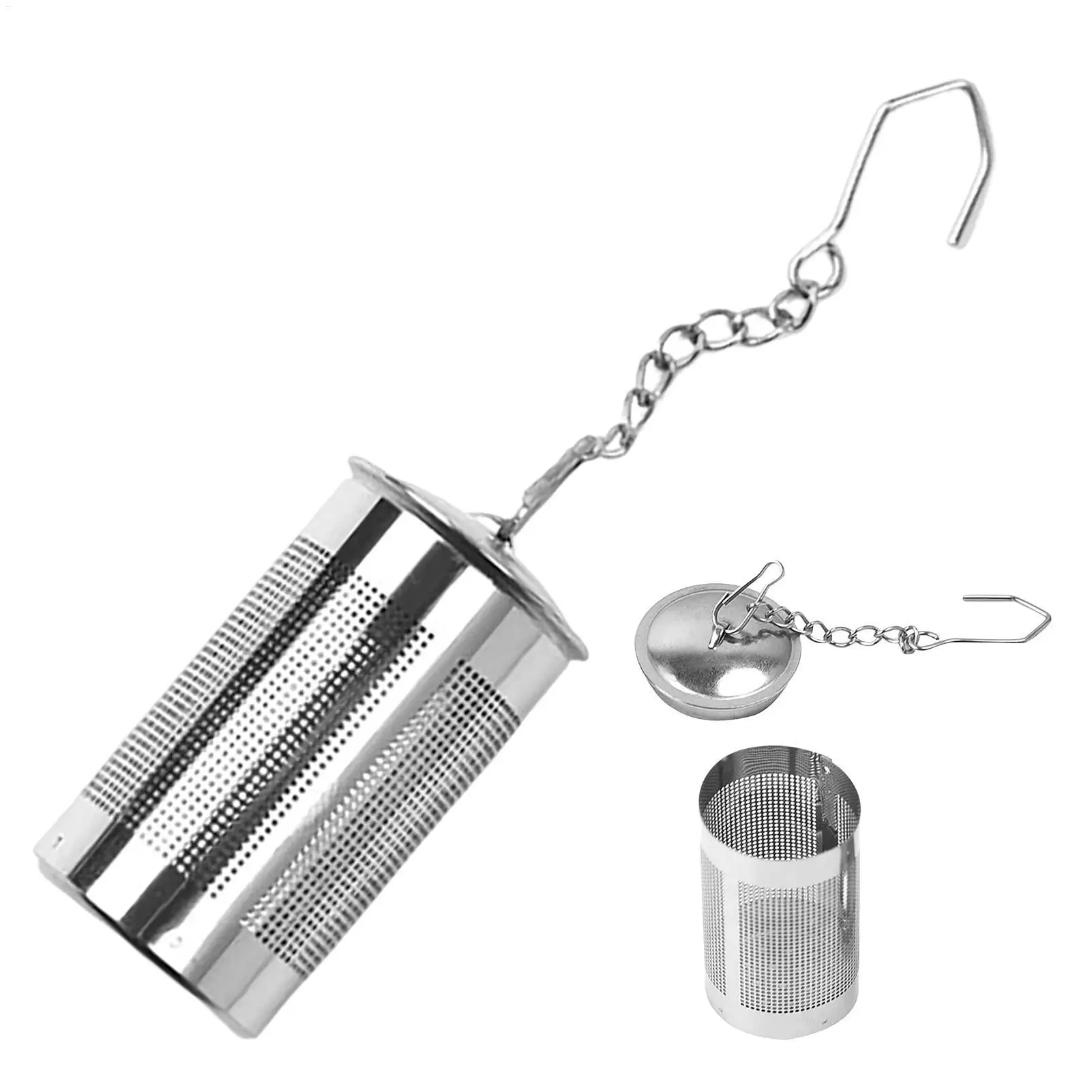 1PC Tea Infuser Portable Tea Brewer Stainless Steel with Chain Hook Seasoning Strainer for Professional Beginner Kitchen Elderly