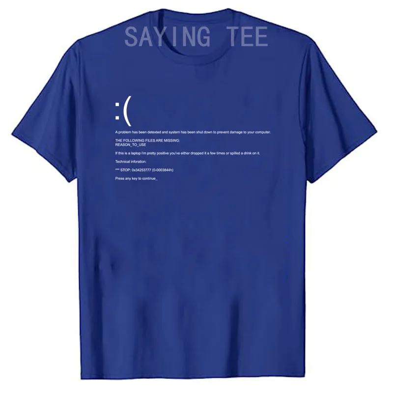 Lustiges Blue Screen of Death Geek Halloween Party Grafik-T-Shirt für Männer, Mode 404-Seiten-Druck, Programmierer Casual T-Shirt aus Baumwolle – Detail 21
