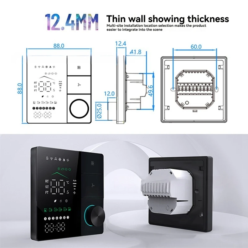 ATTWO-Tuya Smart Thermostats For Air Conditioner With WIFI Remote Control Smart Knob Thermostat LED Temperature Control Switch