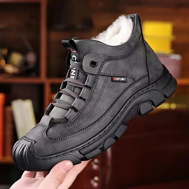 Men's Snow Boots Thick Soles 2024 Autumn New Men's Cotton Shoes Plush Warm Fashion Trend Anti Slip Men's Casual Cotton Shoes