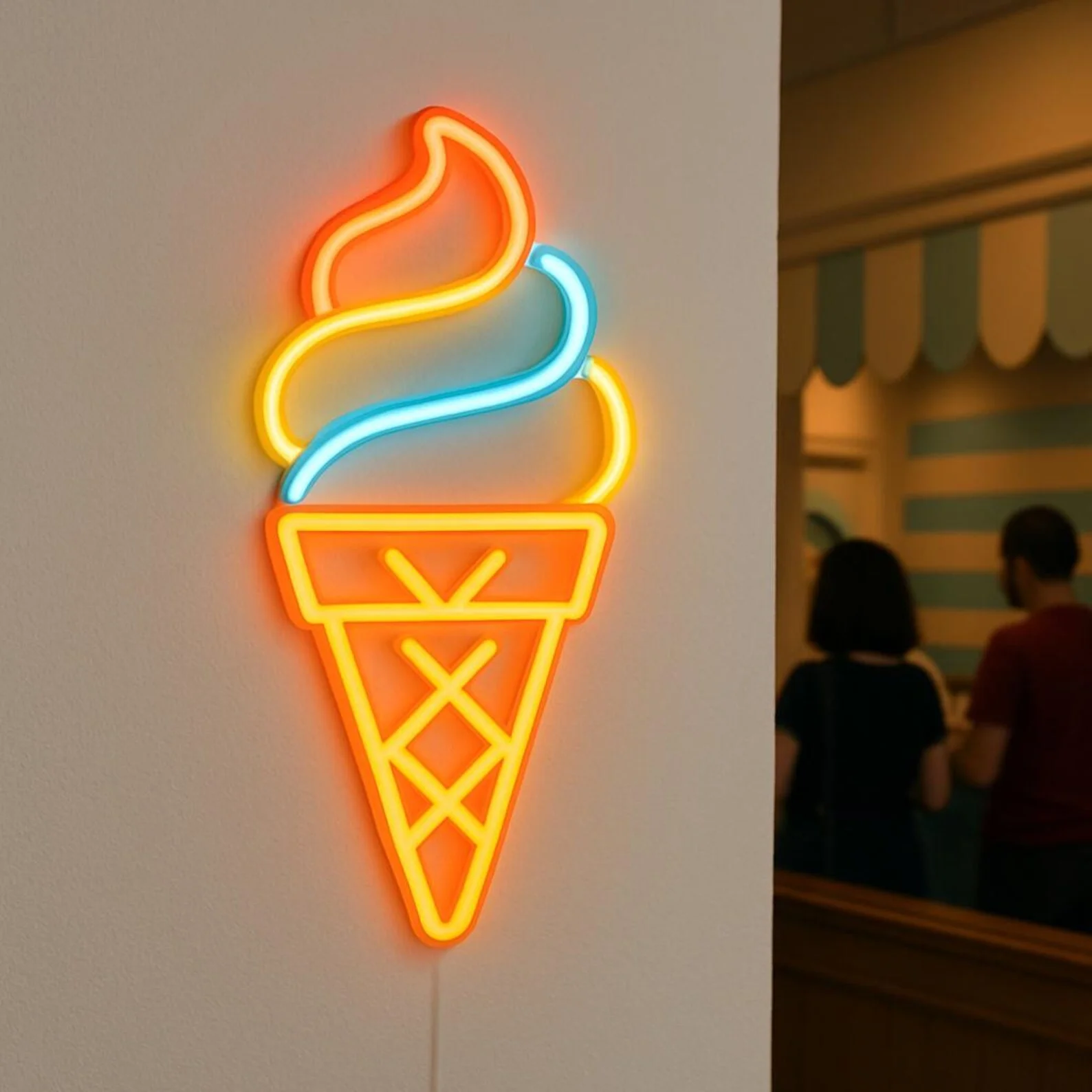 Ice Cream Cone Neon Sign,Confectionery Neon Sign,Dessert Neon Decor,Gift for Ice Cream Shops Shop,Business Open Sign