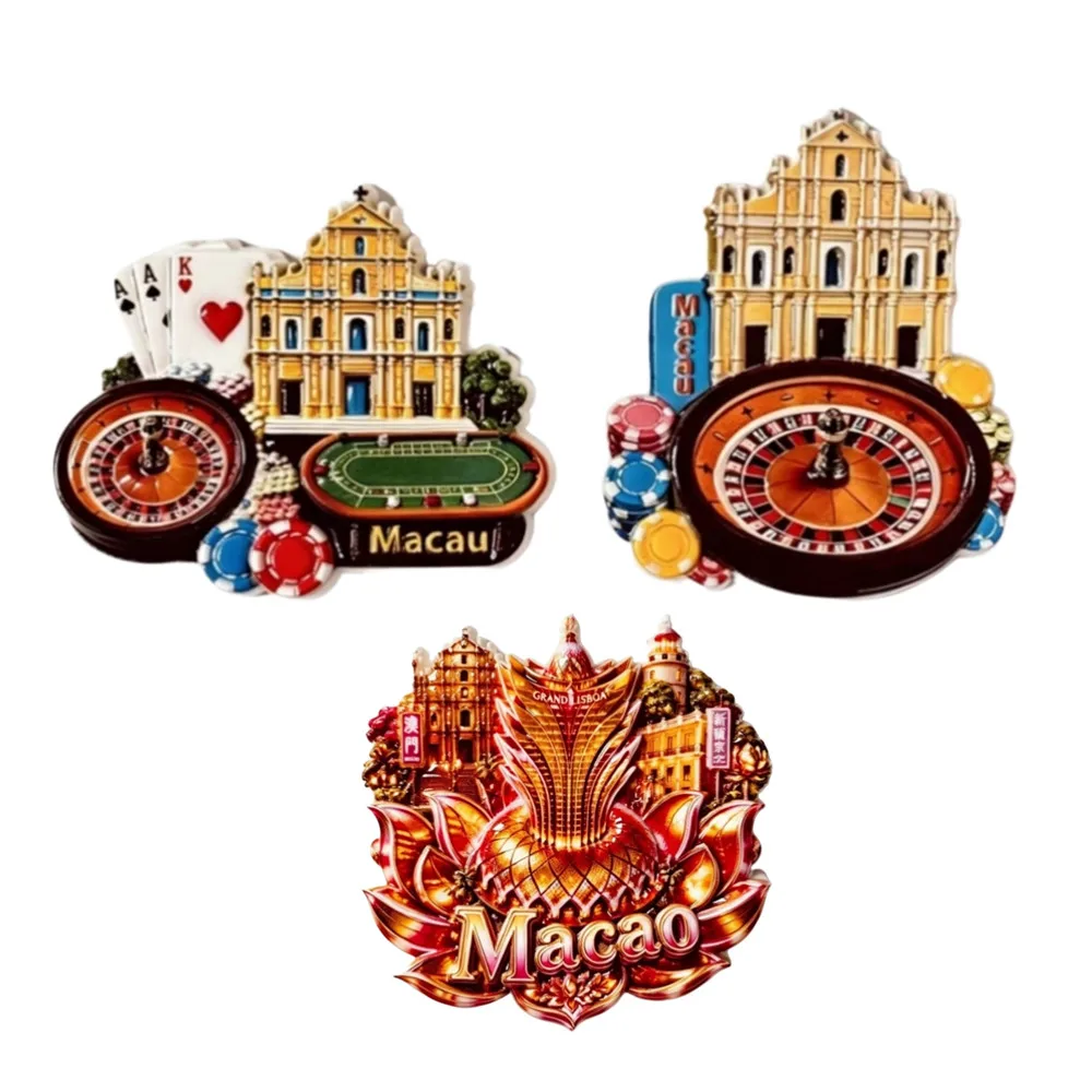 Asia Macao  3D Fridge Magnets Tourism Souvenir Refrigerator Magnets Sticker