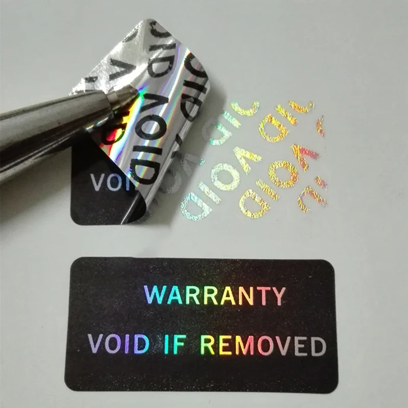 100Pcs Bar code warranty void stickers Dumb silver PET security labels with serial number waterproof tamper proof seal label