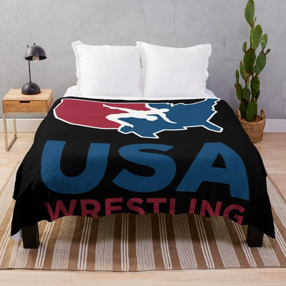 

Brilliant No 1 USA Wrestling Design Throw Blanket Thermal Stuffeds Flannel Fabric Blankets