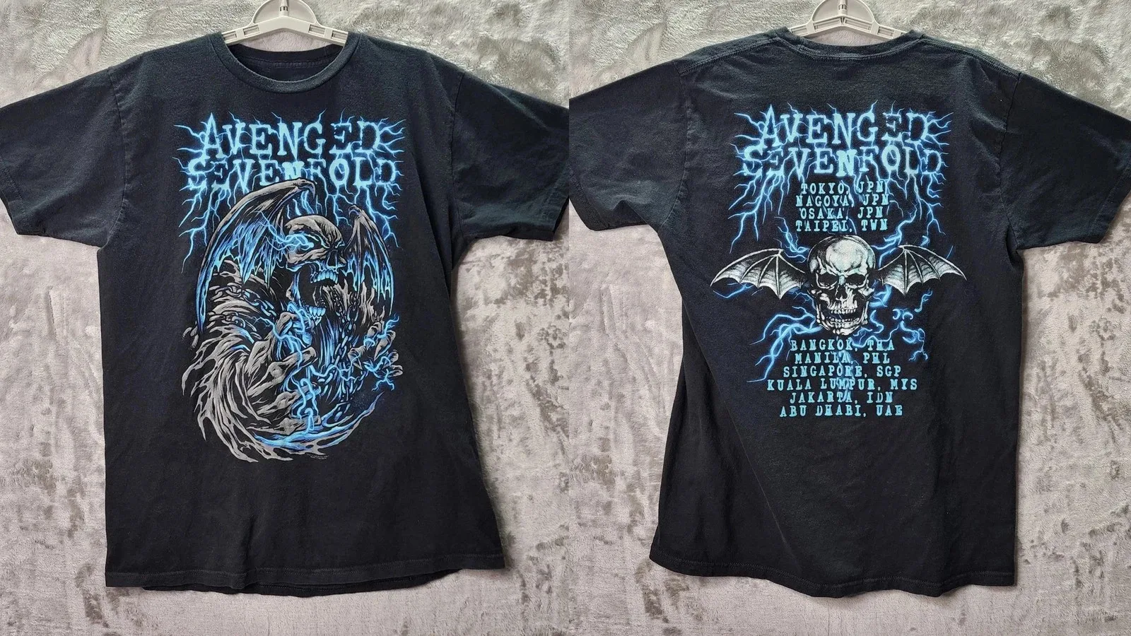 Футболка Avenged Sevenfold Far Middle East Tour 2012, синяя молния, S-5XL