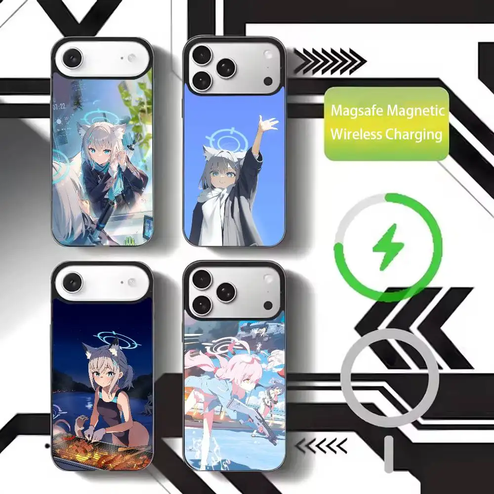 

Blue Archive Phone Case For iPhone17,16,15,14,13,12,11 Plus,Pro Max Magnetic For Magsafe Wireless Charging