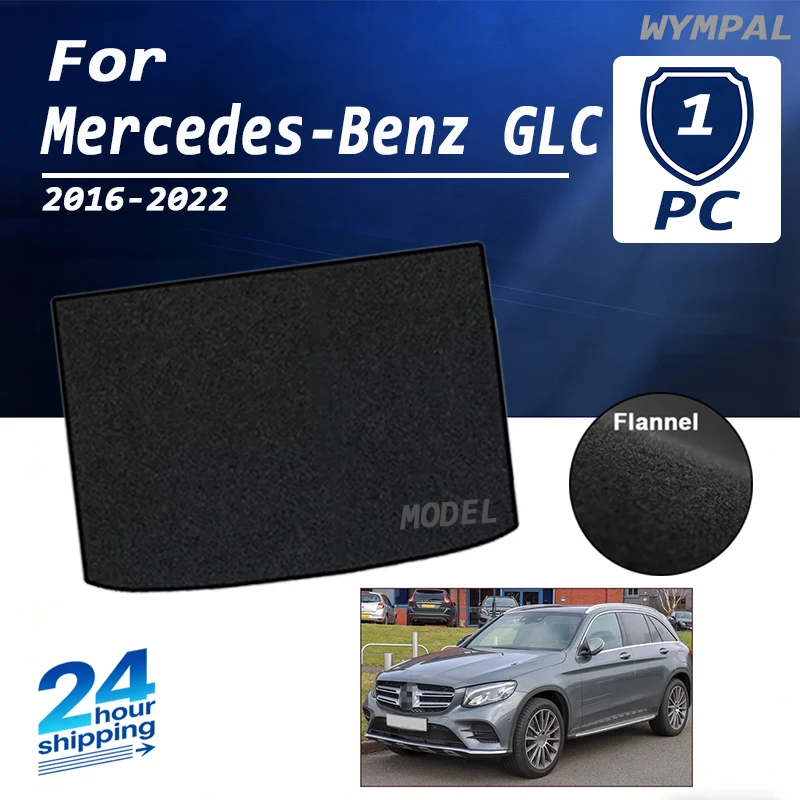 Suede Car Trunk Mats For Mercedes-Benz GLC X253 C253 2016~2022 Boot Liner Tray Rear Trunk Luggage Carpet Pads Auto black Cargo