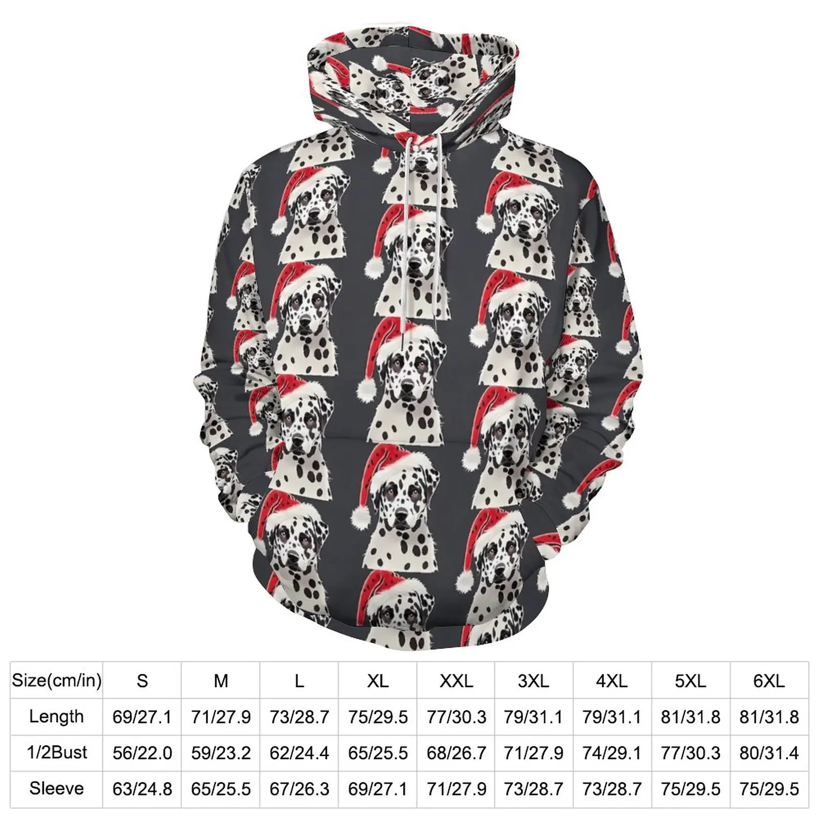 Christmas Dalmatian Hoodies Animal Lovers Classic Casual Pullover Hoodie Long Sleeve Y2k Graphic Hooded Sweatshirts Big Size