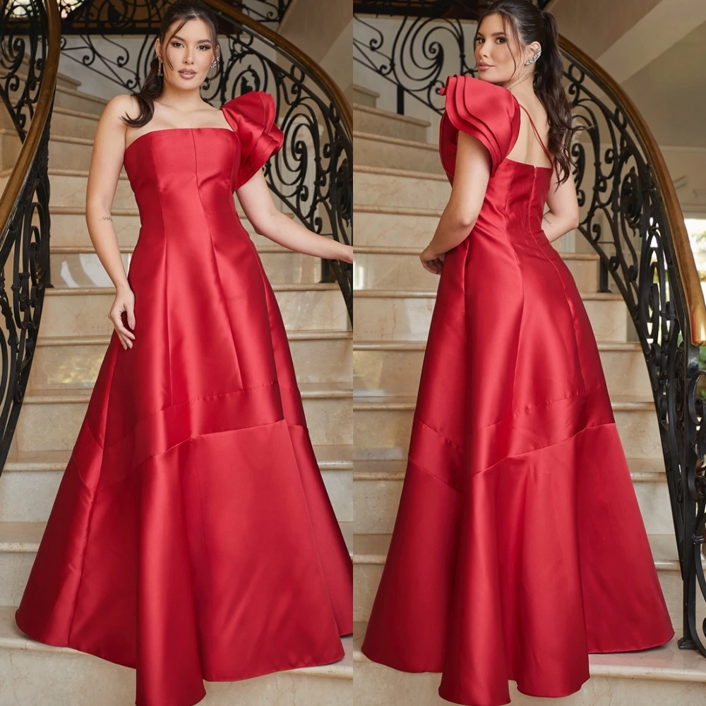 Customized Luxury One Shoulder Sleeveless Evening Dress Elegant Homecoming Dress Temperament Sweep Train Bespoke Occasion Gowns