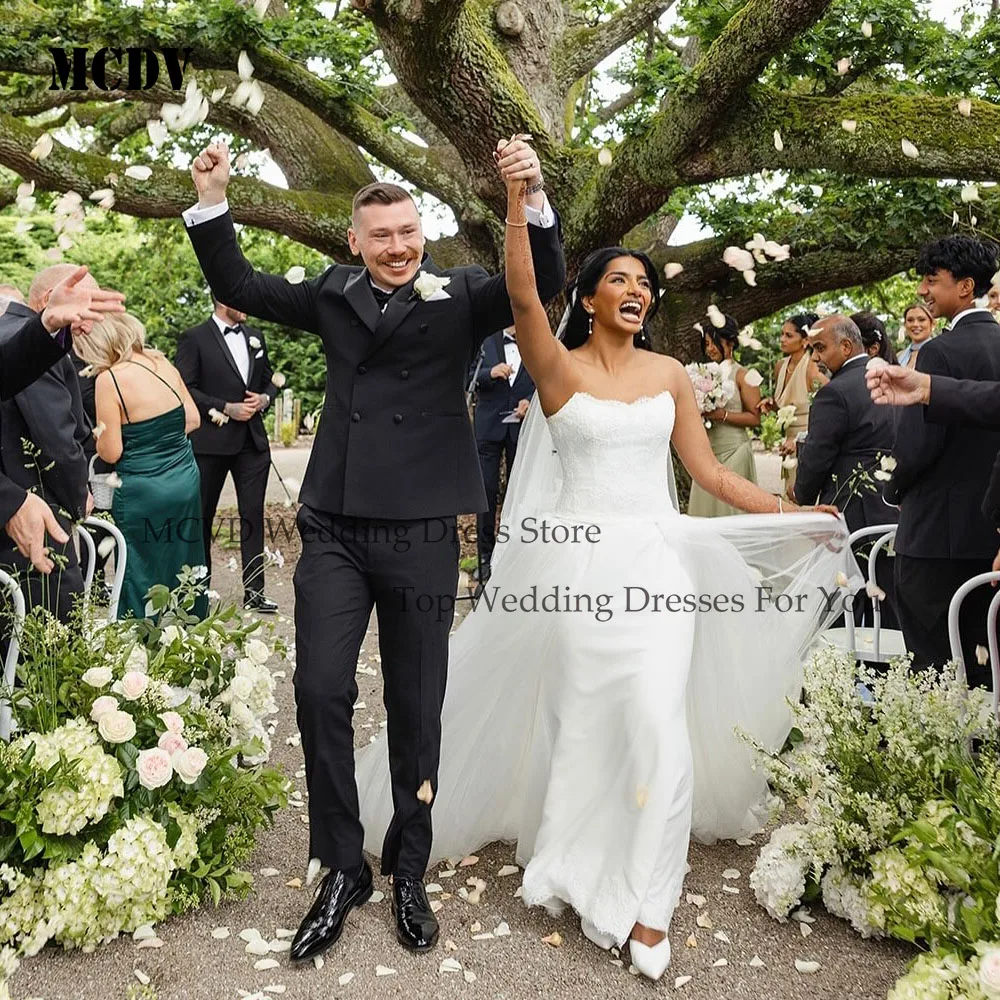 

Strapless Elegant Wedding Dresses Sleeveless Mermaid Applique Wedding Reception Dress 2026 Customized Party Gowns With Shawl