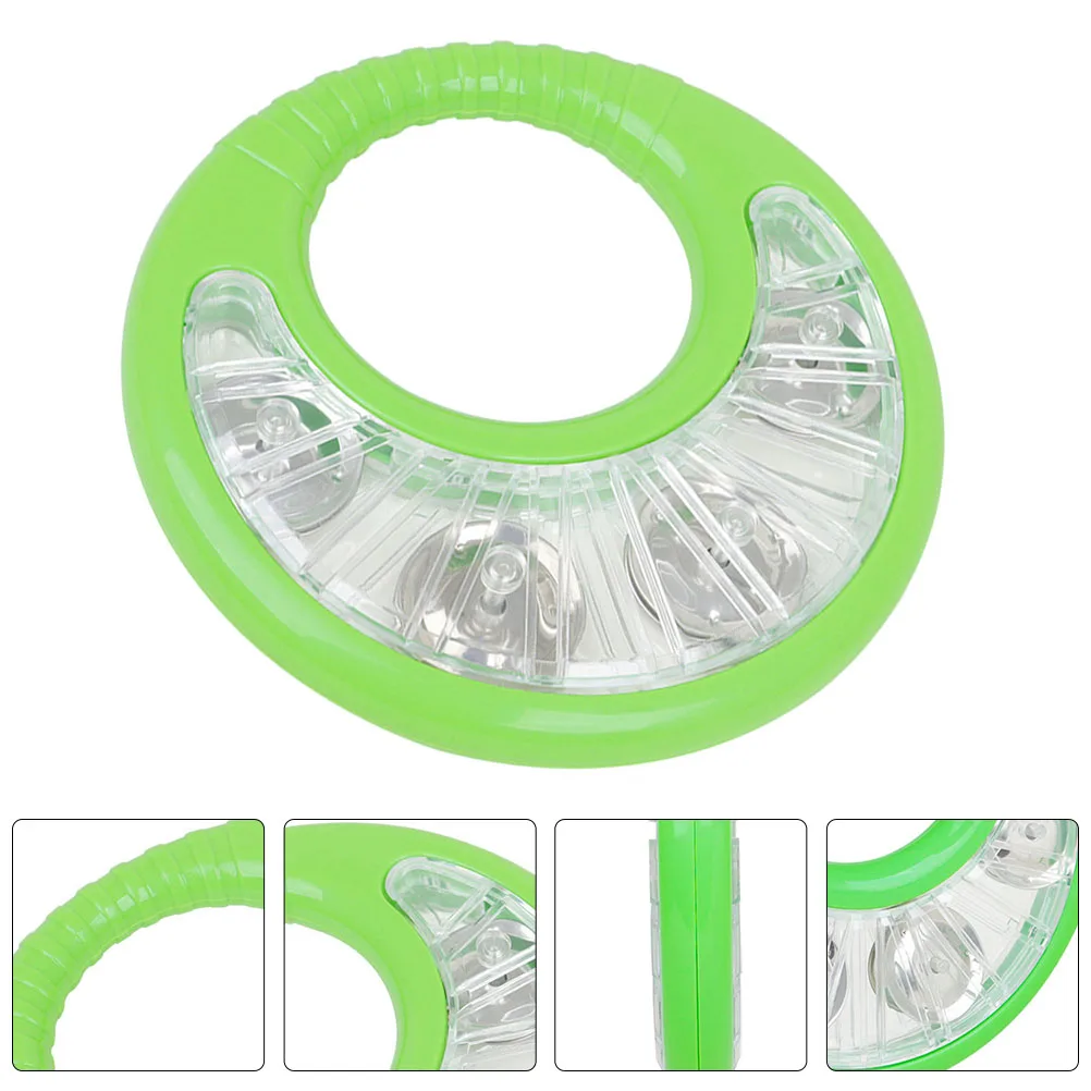 

Hand Drum for Babies Musical Teething Bell Green Plastic Tambourine