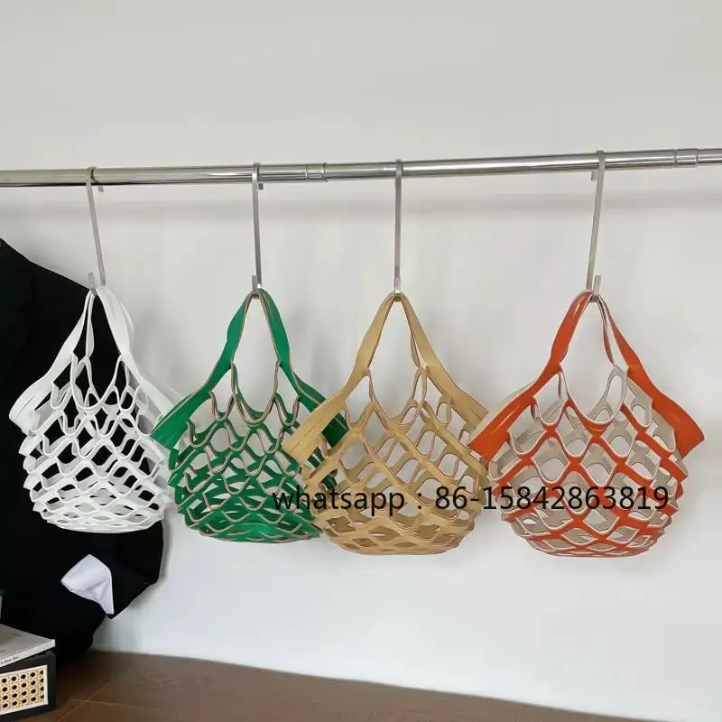 2026 Personalized New Model, Mesh PU Hollow Leather Folding Bucket Shoulder Handbag