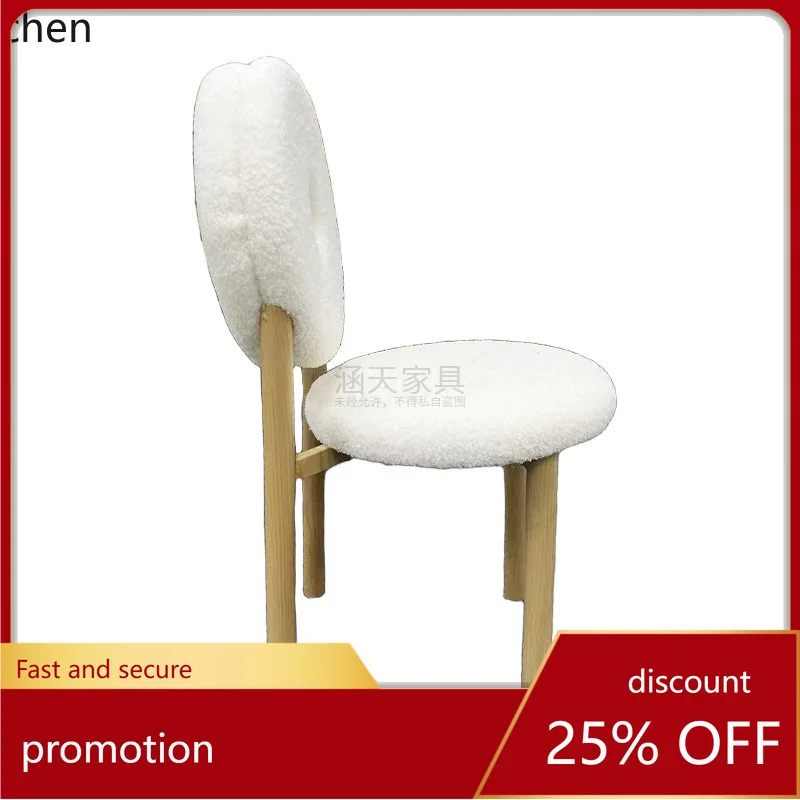 

HXL Plush Dining Chair with Lamb Wool Backrest for Cafe Lounge