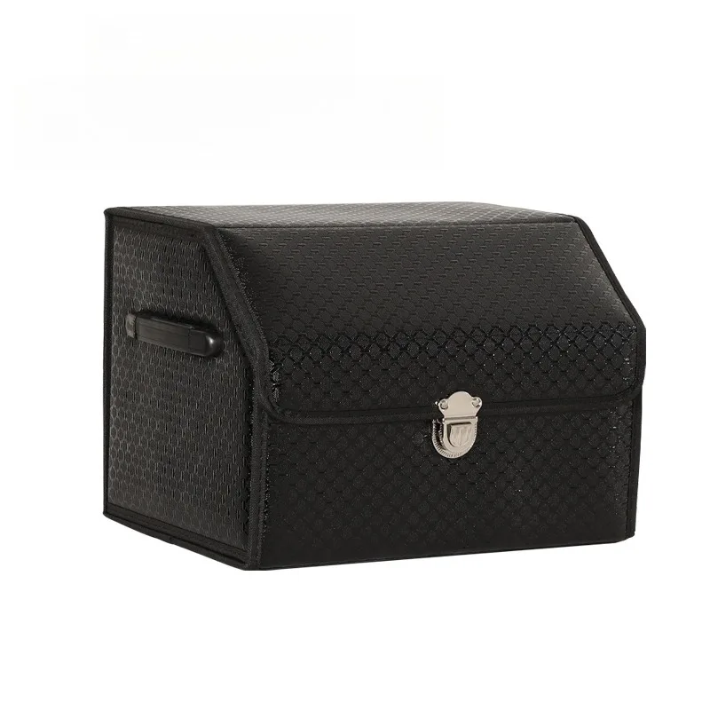 Leather Car Trunk Storage Box Large Capacity Foldable Trunk Organizer Box Car Accessories Interior Waterproof Car Storage Box