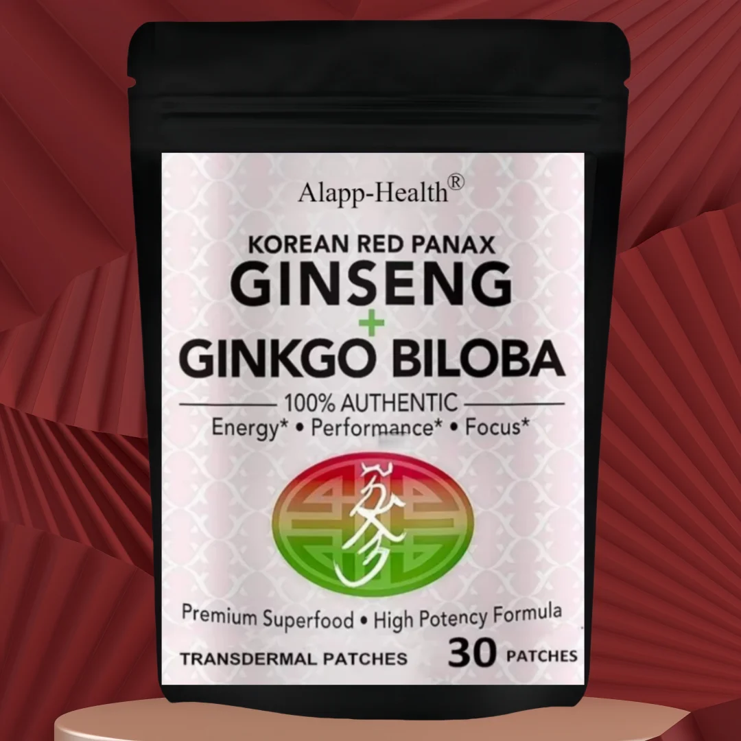30 Patches Korean Red Panax Ginseng Transdermal Patches With Ginkgo Biloba Energy, Performance For Men & Women