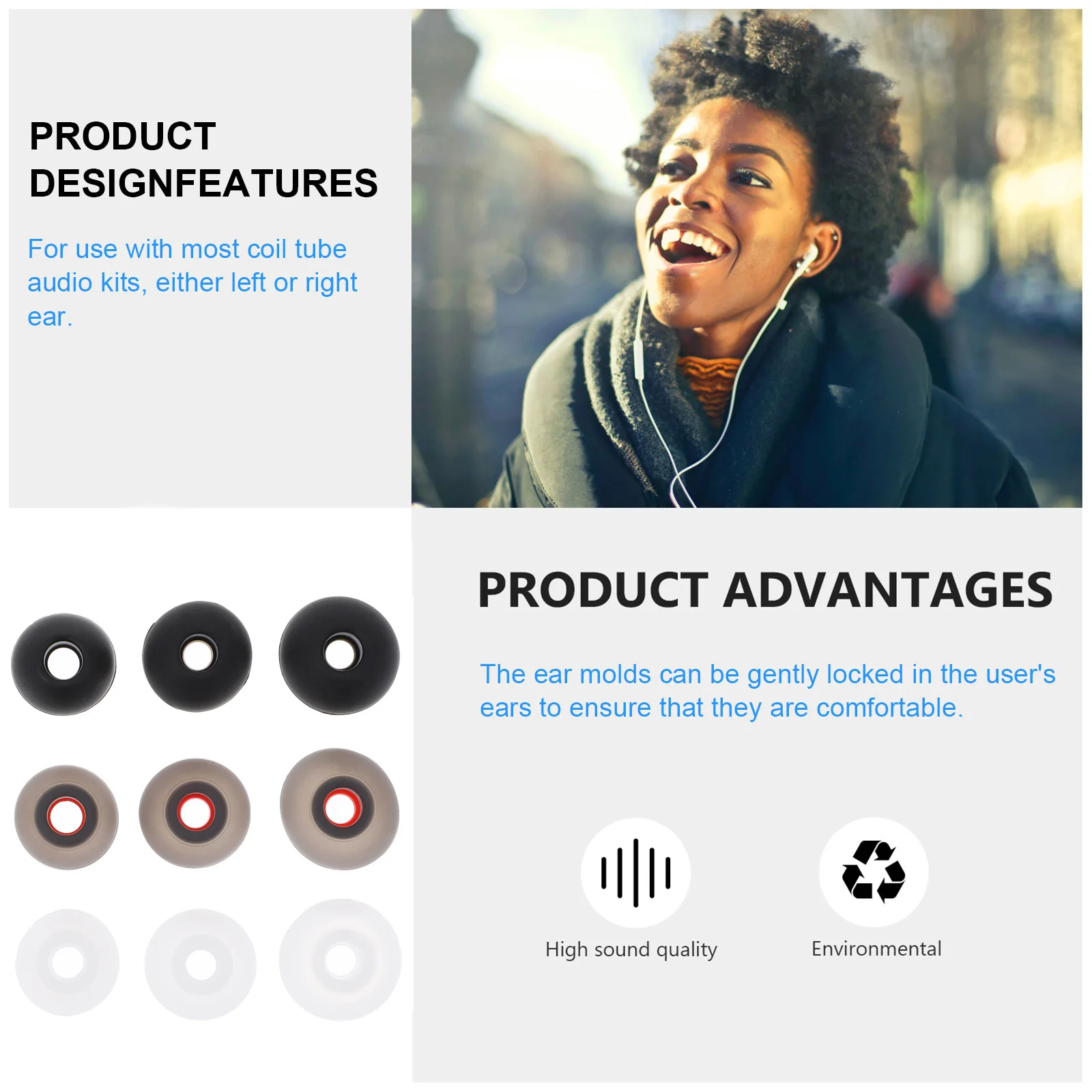 36 Uds. Tapas de repuesto para auriculares diseño preciso fácil de instalar puntas de auriculares antideslizantes para correr música videollamadas