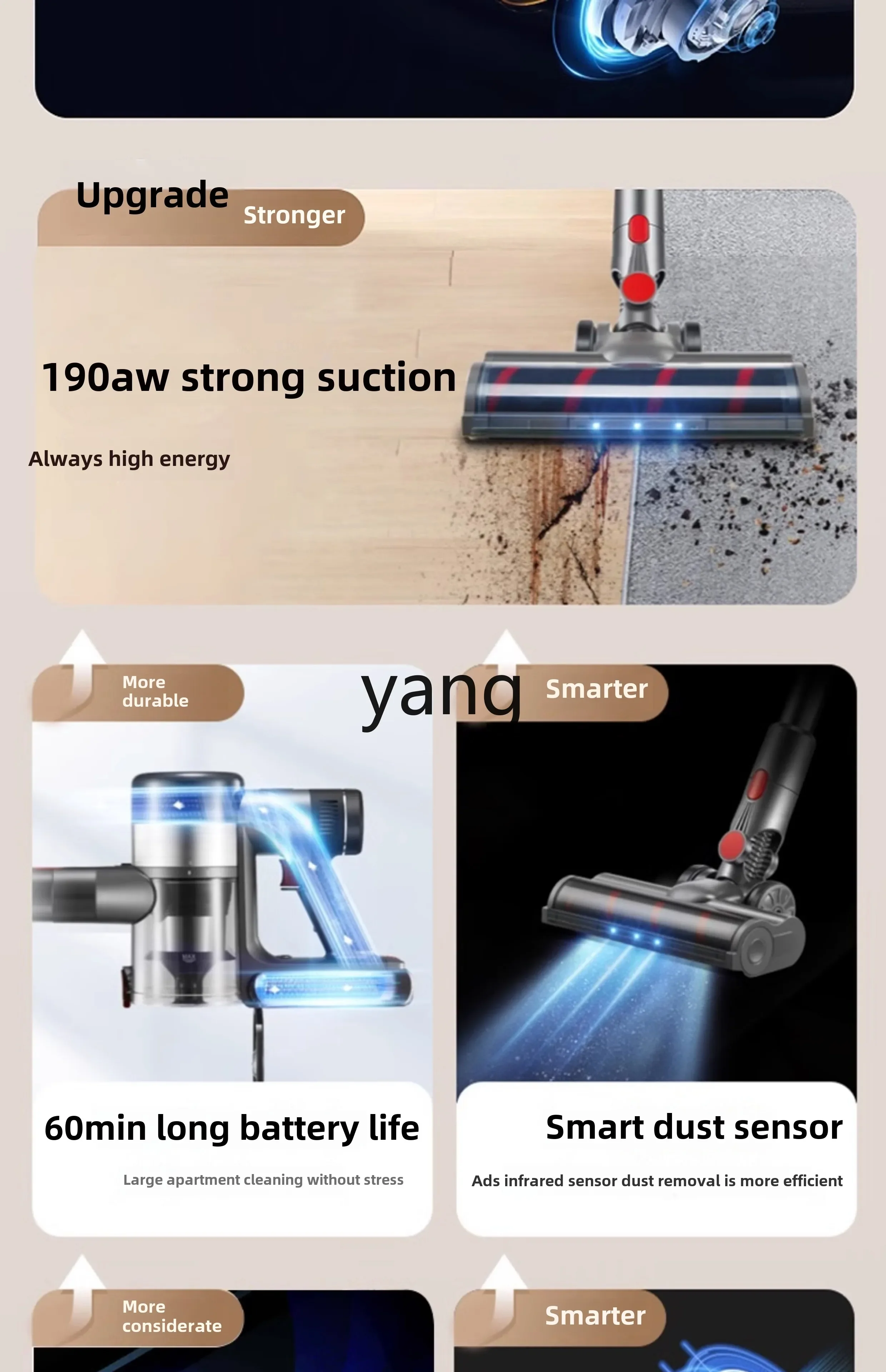 CX  vacuum cleaner household large suction wireless carpet cat hair small strong handheld mite removal high power