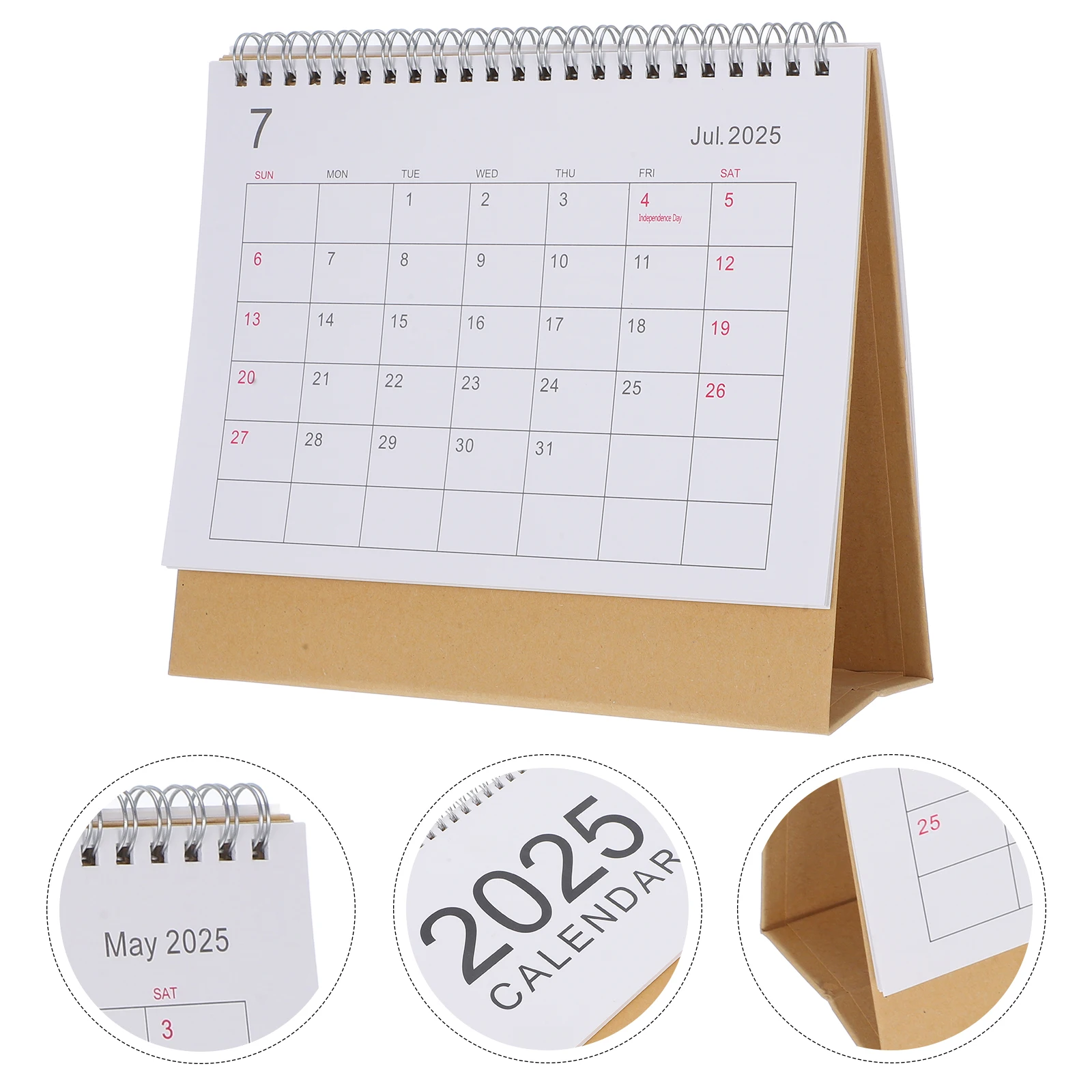 

English Version Desk Calendar 2025 Spiral-bound Tabletop 18 Month Monthly Planner Schedule Weekly