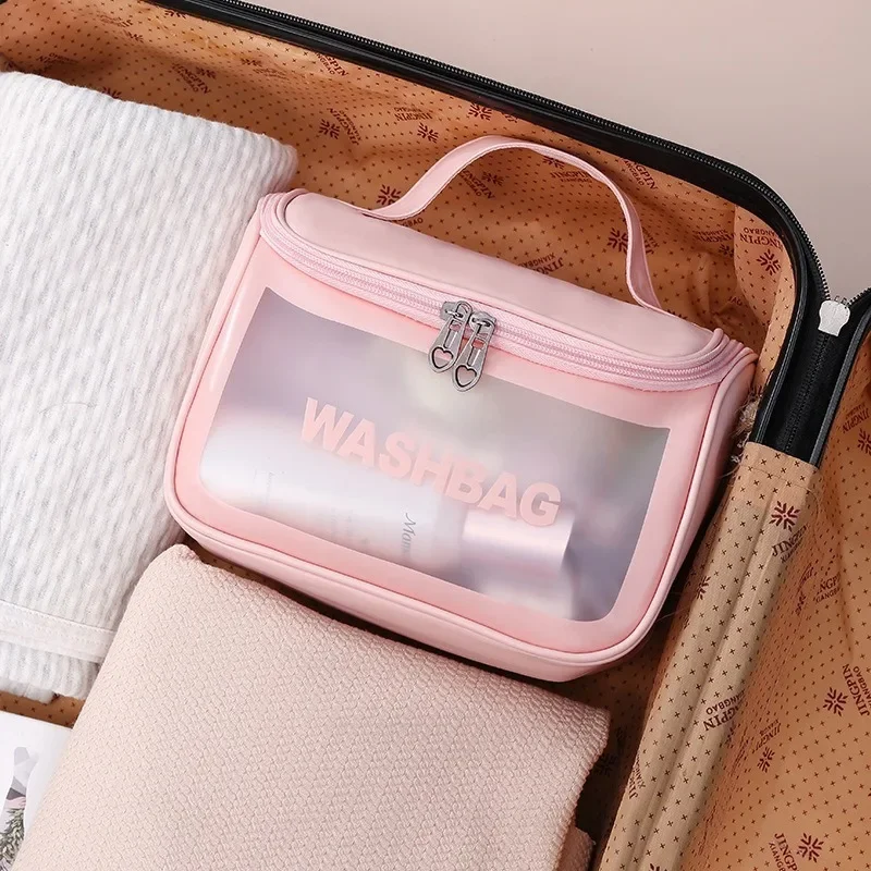 Portable Travel Wash Bag Female Transparent Waterproof Makeup Storage Pouch Large Capacity Cosmetic Organizer